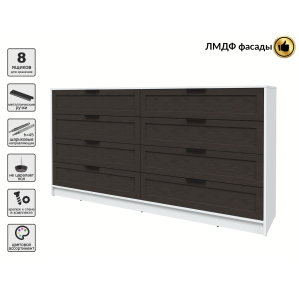 Kомод Тренд КТ-К197 (Белый ЛДСП/ Дуб английский ЛМДФ) Ш1965 В1020 Г451